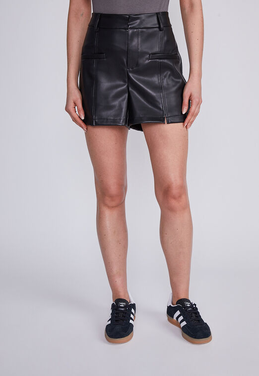 Short Mujer Negro Cuerina Bolsillos Sioux
