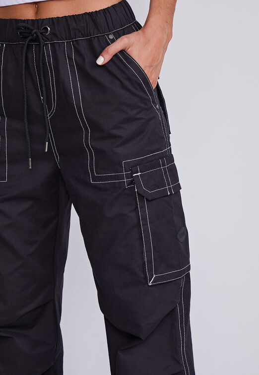 Pantalon Mujer Negro Hilo Contraste Sioux