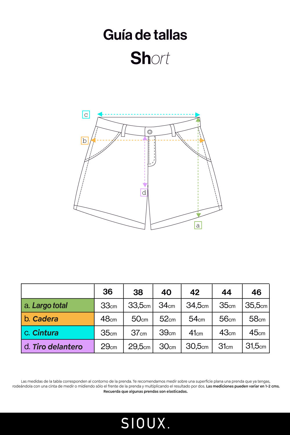 Medidas de short de mujer on sale
