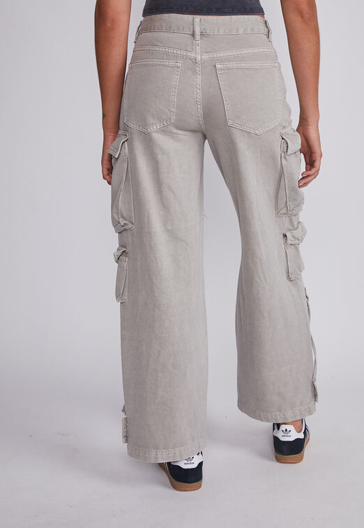 Jeans Mujer Gris Multibolsillos Lavado Sioux