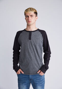 Polera Preppy Manga Larga Duo con Botones Gris Sioux