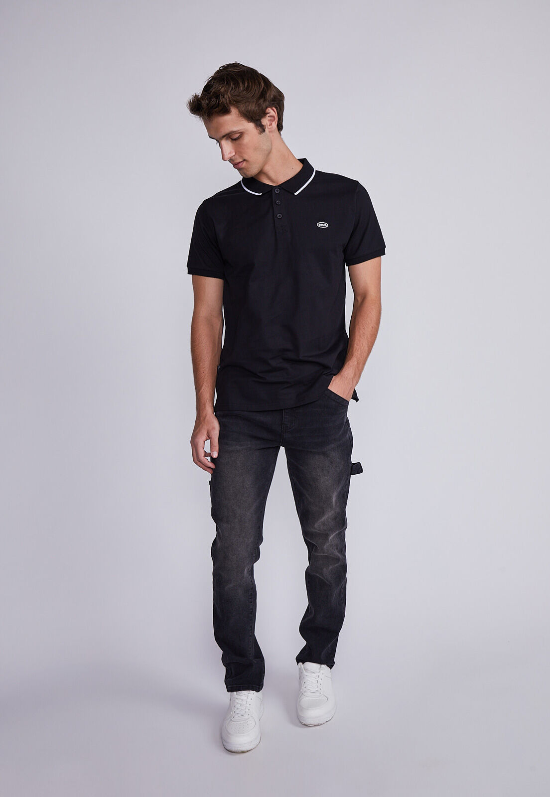 Polera pique hombre negra online