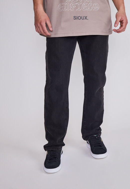 Jeans Hombre Negro Slim Basico Sioux