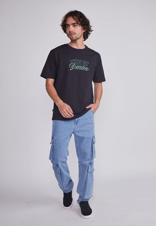 Polera Hombre Negro True Denim Sioux