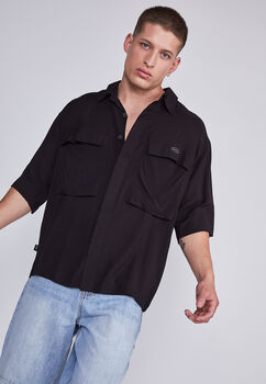 Camisa Hombre Negro Doble Bolsillos Sioux