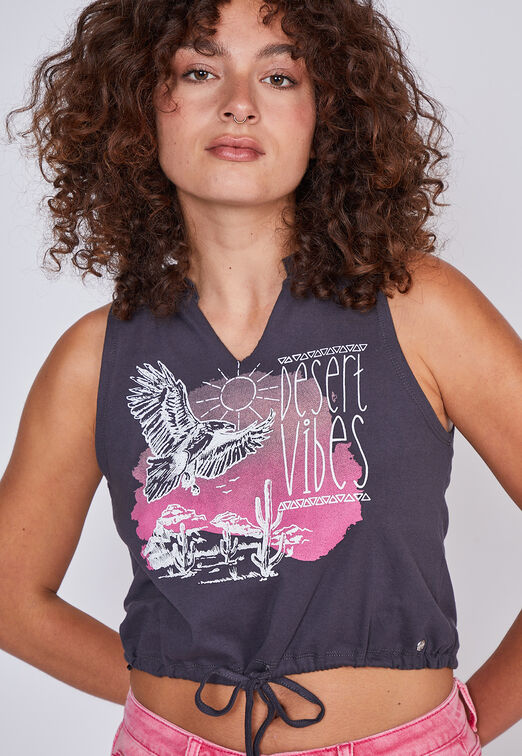Polera Mujer  Desert Vibes Gris Sioux