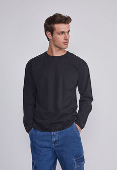 Polera Hombre Lavada Basica Negro Sioux