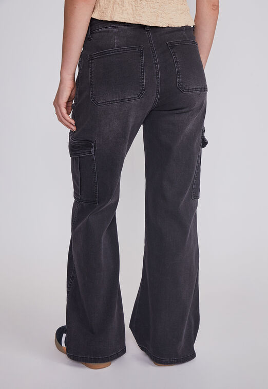 Jeans Mujer Cargo Elasticado Negro Sioux