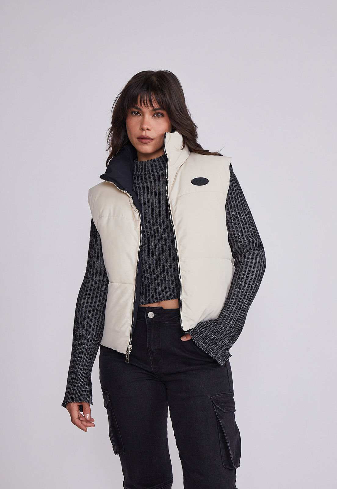Parka Mujer Blanco Sin Mangas Reversible Sioux