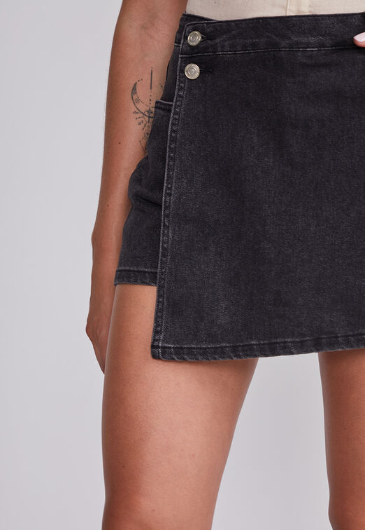 Falda Mujer Negro Denim Short Sioux
