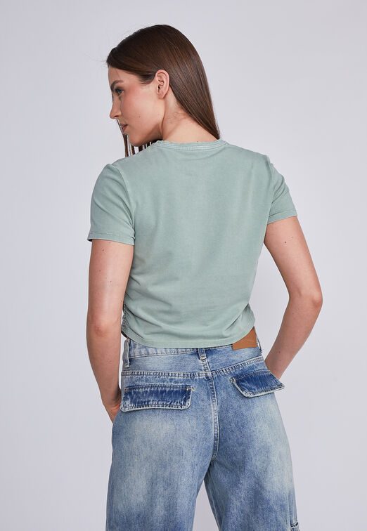 Polera Mujer Verde Cuello Redondo Lavado Sioux