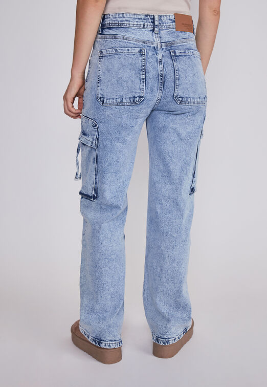 Jeans Mujer Cargo Multibolsillos Azul Sioux