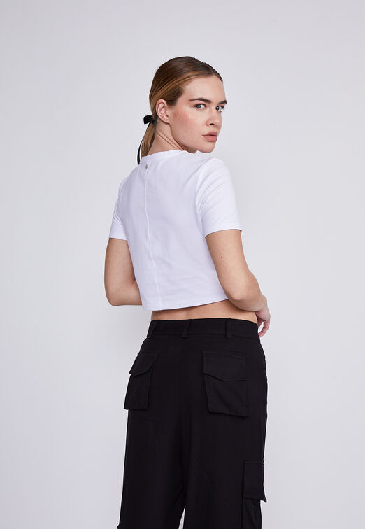 Polera Mujer Blanco Costuras Corset Sioux