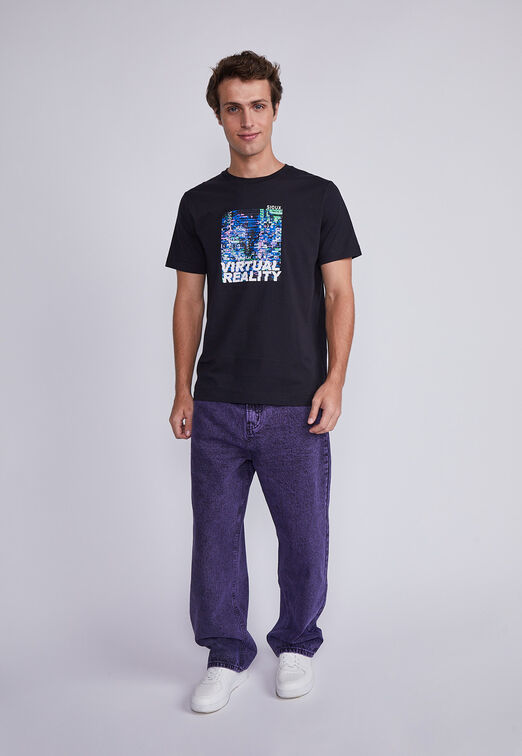 Polera Hombre Negro Visual Reality Sioux