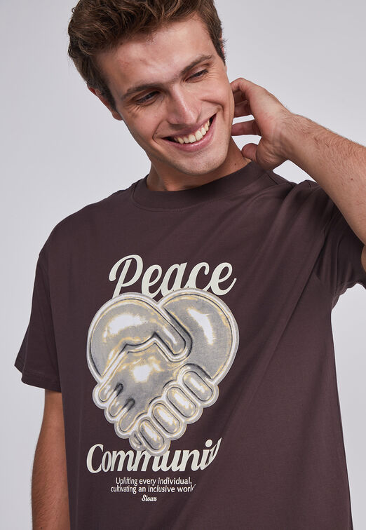 Polera Hombre Corazon Manos Cafe Sioux