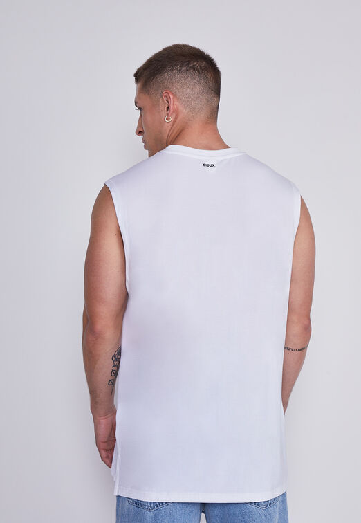 Polera Hombre Blanco Musculosa Oversize Sioux
