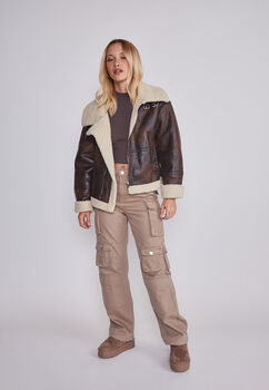 Pantalon Mujer Cargo Cintura Cafe Sioux