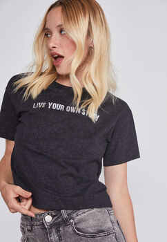 Polera Mujer Lavada Gris Sioux
