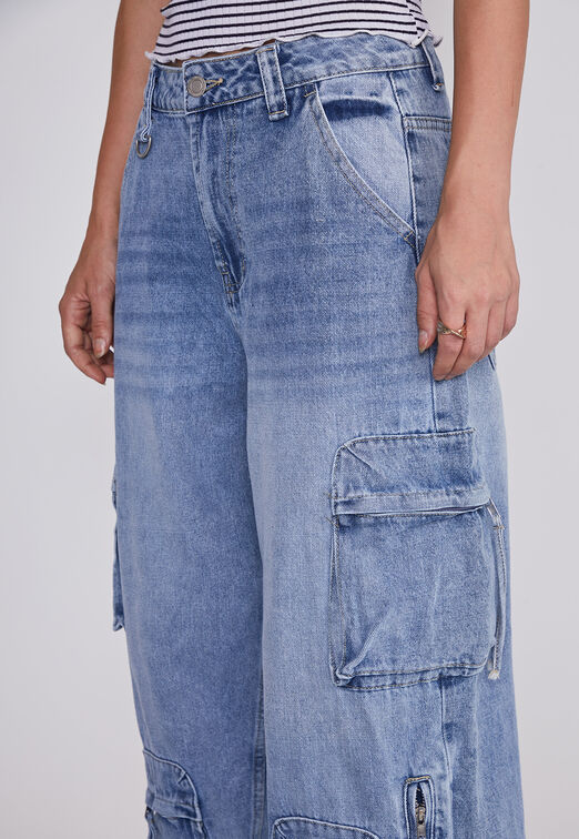 Jeans Mujer Baggy Azul Sioux