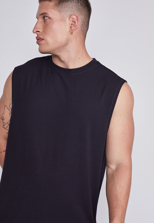 Polera Hombre Negro Musculosa Oversize Sioux