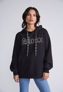 Poleron Canguro Strass Negro Sioux