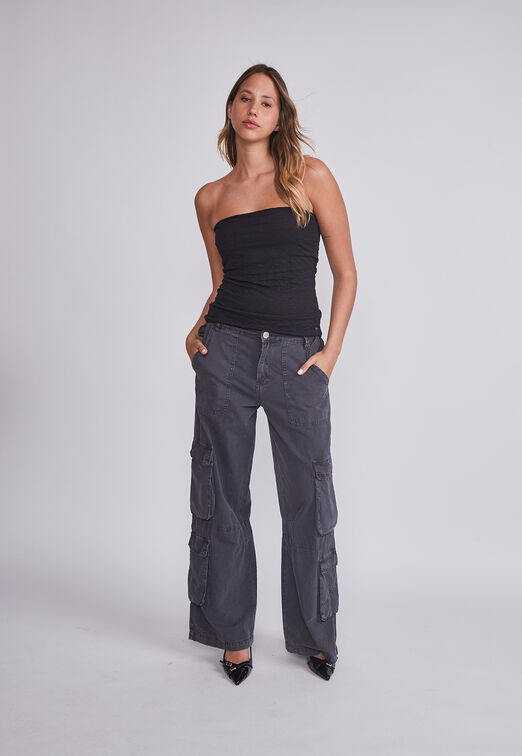 Jeans Mujer Gris Multibolsillos Sioux
