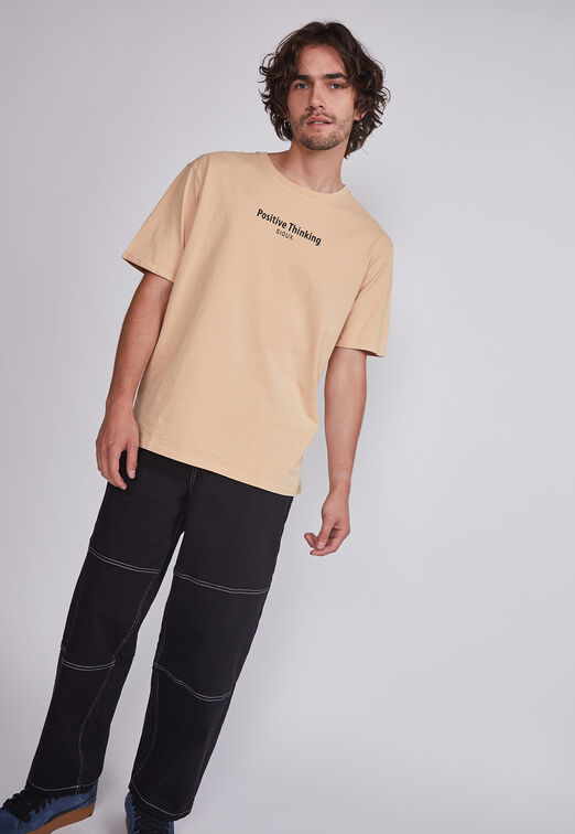 Polera Hombre Arena Letras Positive Sioux