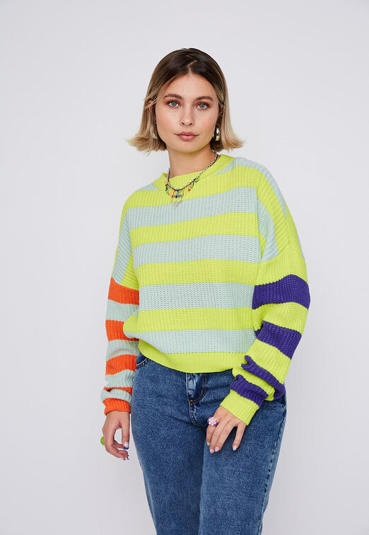 Sweater Rayas Verde Sioux