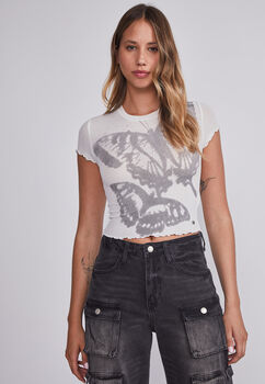 Polera Mujer Blanco Mariposa Sioux