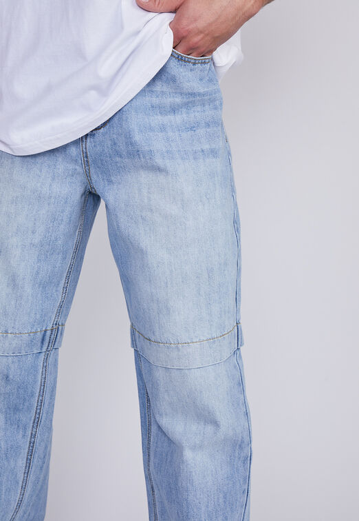 Jeans Hombre Celeste Regular Fit Corte Rodilla Sioux