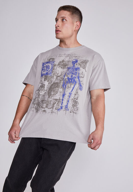 Polera Hombre Gris Esqueleto Sioux