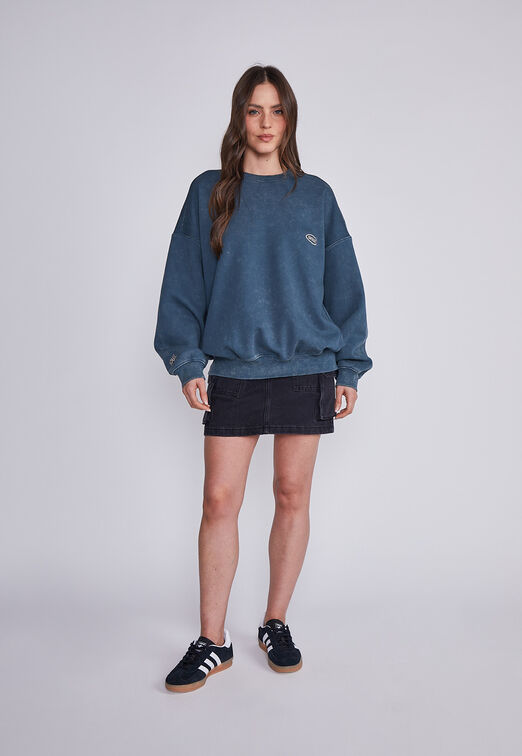 Poleron Mujer Azul Lavado Oxido Sioux