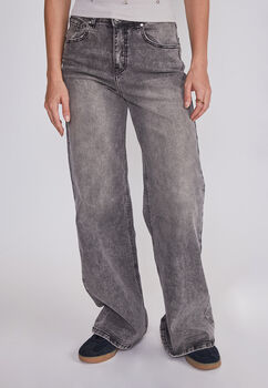 Jeans Mujer Wide Leg Gris Sioux