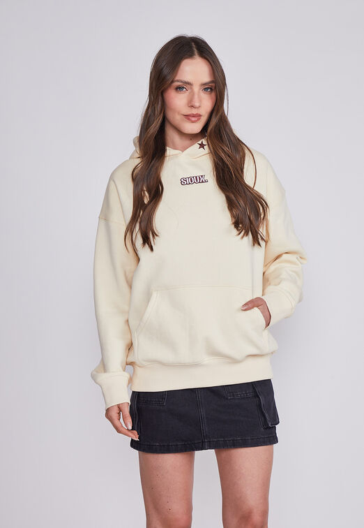 Poleron Mujer Crudo Canguro Oversize Sioux