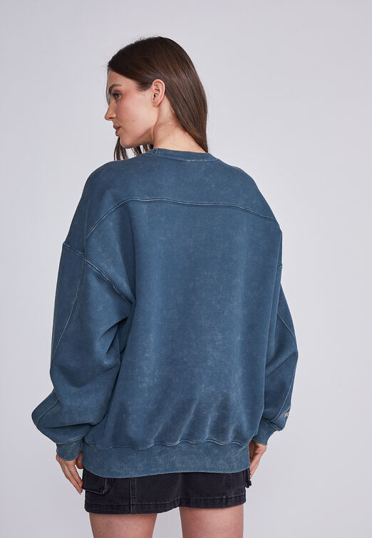Poleron Mujer Azul Lavado Oxido Sioux