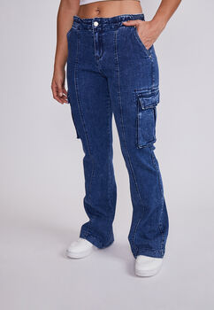 Jeans Mujer Azul Elasticados Bolsillos Carpintero Sioux
