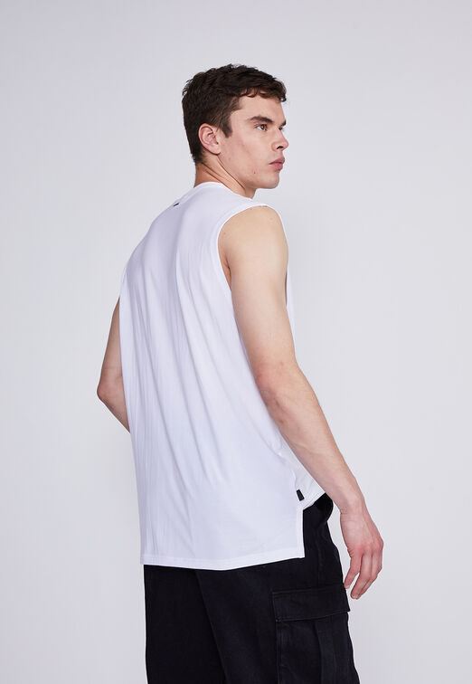 Polera Hombre Blanco Musculosa Oversize Sioux