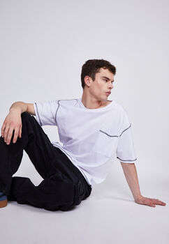 Polera Hombre Blanco Hilo Contraste Sioux