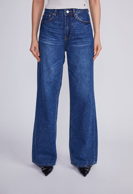 Jeans Mujer Azul Wide Leg Sioux