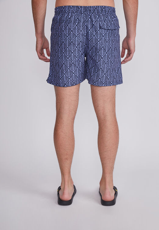 Traje De Baño Hombre Azul Hojas Con Bolsitas Sioux