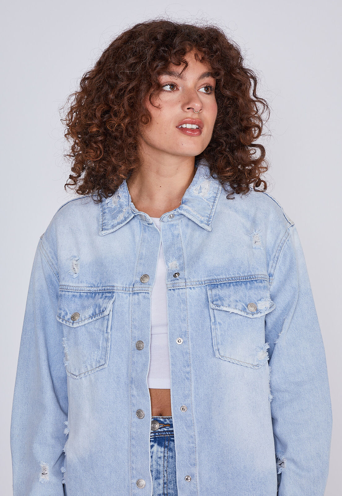 Chaqueta celeste mujer online
