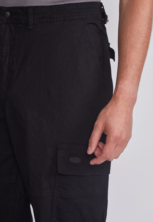 Pantalon Hombre Negro Corte Cargo Sioux