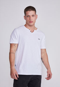 Polera Hombre Blanco Escote Botones Sioux