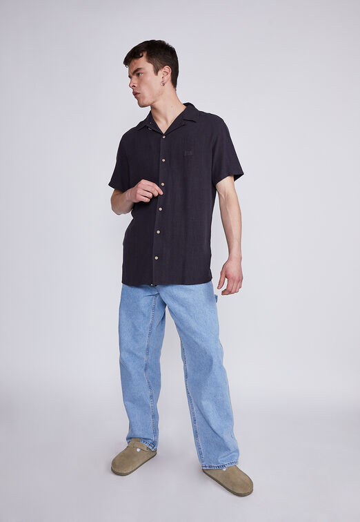 Camisa Hombre Negro Soft Lino Regular Sioux