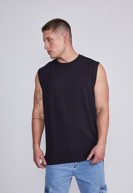 Polera Hombre Negro Musculosa Oversize Sioux
