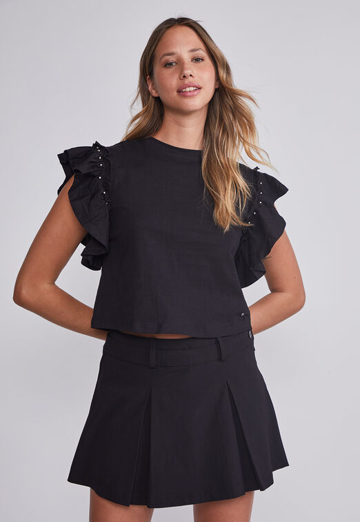 Polera Mujer Negro Sisa Vuelos Sioux
