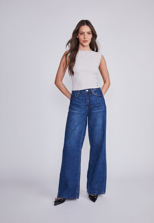 Jeans Mujer Azul Wide Leg Sioux